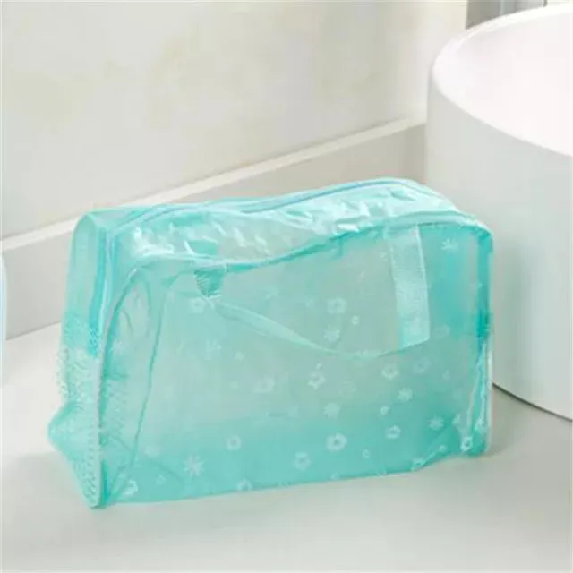 Waterproof PVC Cosmetic Storage Bag for Women Floral Transparent Wash Bag Creative Home Outing Compressed Shower Bag Organizer