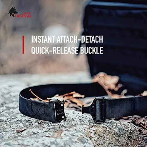 WOLF TACTICAL Heavy Duty Quick-Release EDC Belt - Stiffened 2-Ply 1.5” Nylon Gun Belt for Concealed Carry Holsters