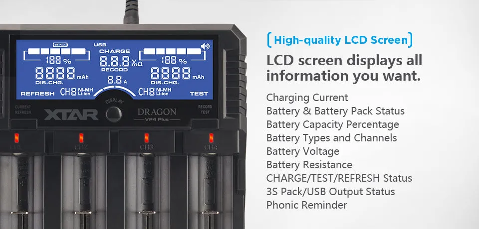 XTAR VP4 Plus Dragon 4-Bay Battery Charger